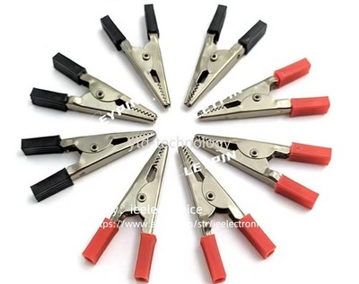 10 Pcs Electrical Test Clamps Insulated Metal   Clips with Red & Black #lk