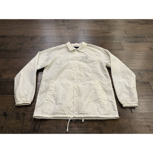 Vans X Peanuts Torrey Mens White Snoopy Snap On Windbreaker Jacket Size L LARGE - Picture 2 of 12