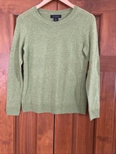 Tahari 100 2-ply Cashmere Green Pullover Sweater Women  s Size Small Crew Neck