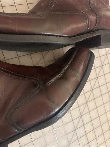 Vintage FLORSHEIM Leather Side Zip Reddish Brown Beatle Boots Mens Size 10 3E - Picture 20 of 24