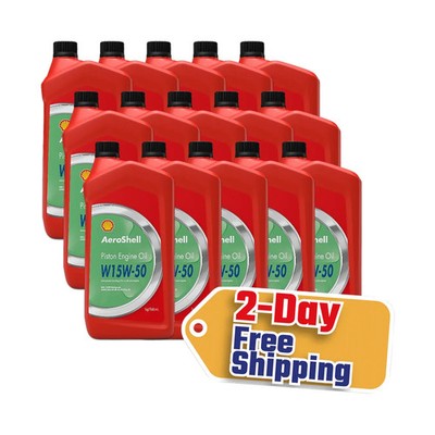 AeroShell W15W-50 Aviation Oil 15 Quart Value Pack | J-1899  2-DAY FREE SHIPPING