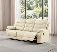 CREAM Italian Leather 4 Seat,3 Seat,2 Seat, Armchair Manual Recliner -FUSION