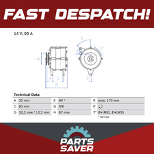 Alternator fits AUDI 90 B3 2.0 2.2 2.3 87 to 91 Bosch 027903015A 034903015T