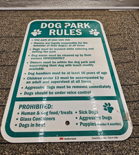 SmartSign 1VAU 18 x 12 inch “Dog Park Rules Use At Your Own Risk Owners Legally