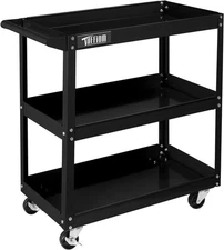 3 Shelves Rolling Tool Cart Steel Utility Cart for Garage, Workshop, Warehouse