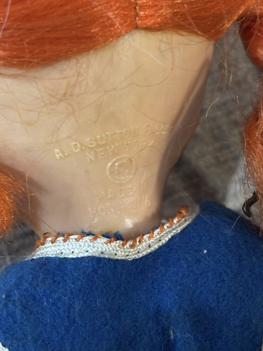 Rara bambola A.D. Sutton & Sons Pre Blythe Googly Big Eye Dedo anni 60 capelli rossi 11" - Foto 11 di 12
