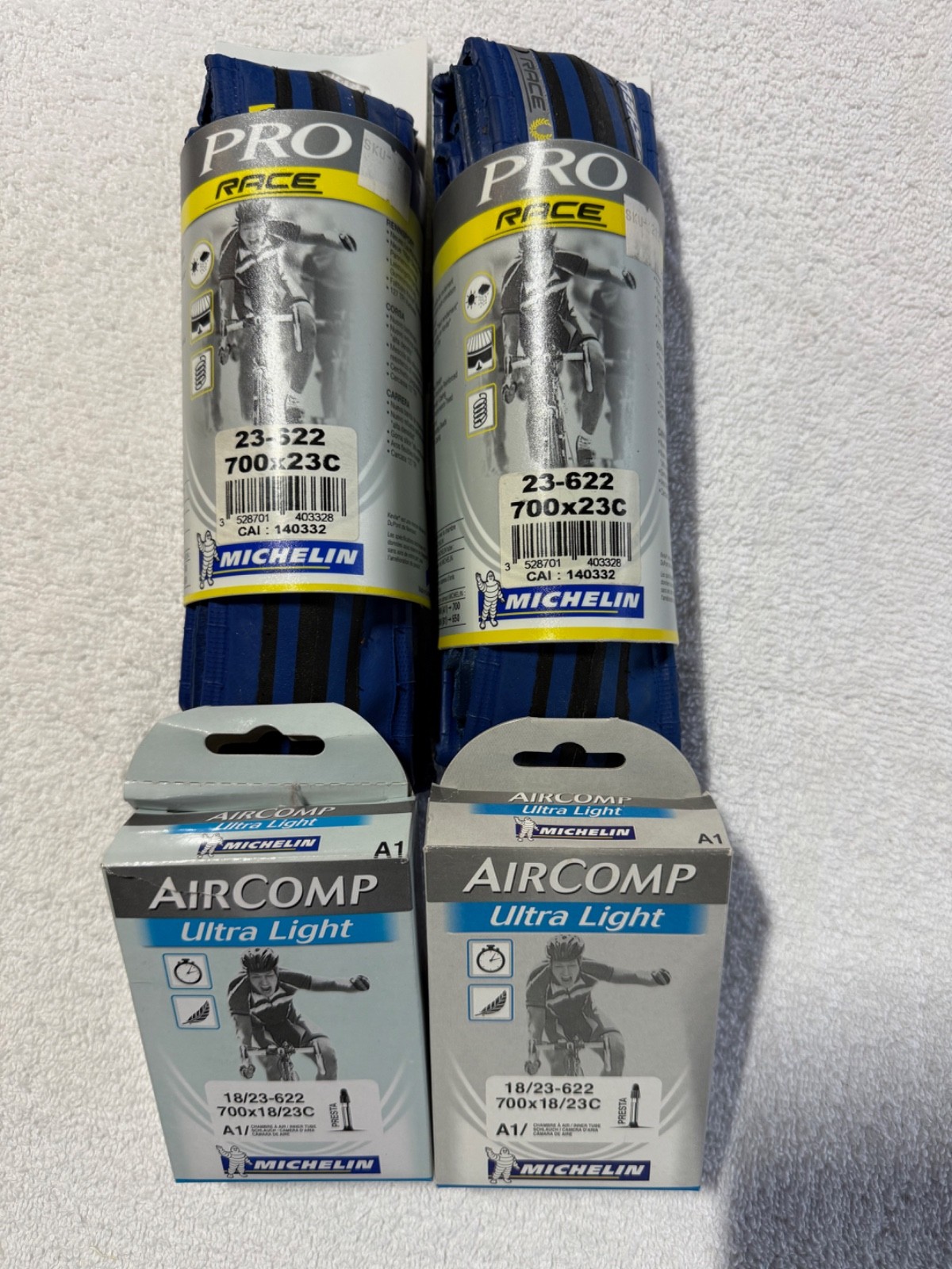 Michelin Pro Race Bike Tires with Michelin Air Comp Ultra Light tubes 700x23