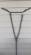 Tory Hunt Breast Plate, Oversize (?) Black Leather, Nickel Hardware