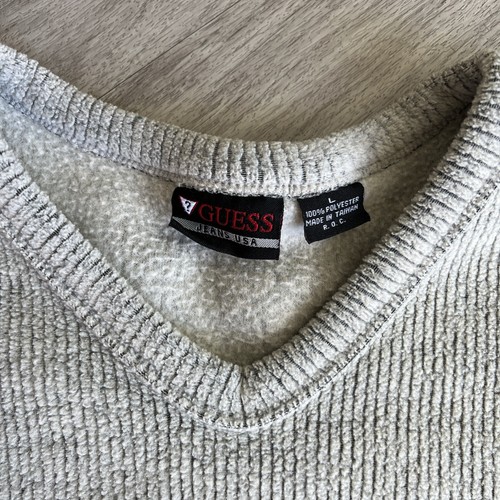 GUESS Jeans USA Men's Size Large Light Gray Ribbed V Neck Sweater Cozy - Bild 7 von 13