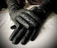 Real Kid Leather Gloves Black Womens Sz 6.5 Vtg Silk Lining Long 3/4 Length