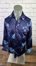 Vintage 70s Triumph of California Shirt Mens Size M Blue Floral Disco Hippie