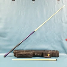 J + J Collapsible Pool Cue In Carrying Case Purple / Black With Irish Linen Wrap