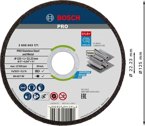 Bosch Professional Trennscheibe Inox Rapido WA 60 T BF Ø 125 mm 10er Pack - Bild 12 von 12