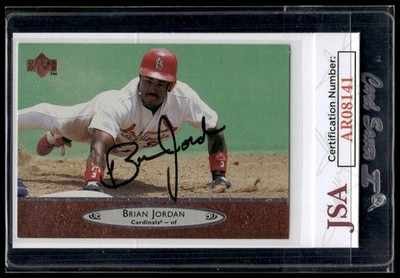 1996 Upper Deck #180 Brian Jordan Cardinals Auto JSA Certified