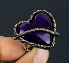 Blue Flash Labradorite Handmade Gemstone Copper Wire Wrapped Jewelry Ring