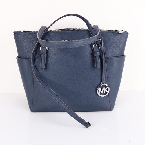 Michael Kors MK Leder Handtasche Tasche Handtasche * blau marine * silber * gebrochener Riemen - Bild 3 von 17