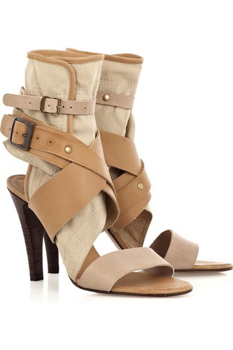 CHLOE SHOES SANDALS CANVAS LEATHER CUTOUT $650 sz 41 / 10.5 - Picture 2 of 10