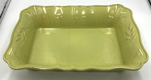 VTG Arenito Stoneware Yellow-Green Casserole Dish Made In Portugal 14" x 10.5" - Picture 6 of 11