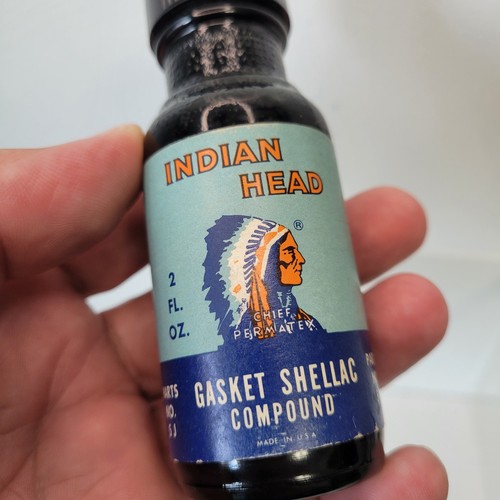 Guarnizione testa indiana vintage composta gommalacca nuova in bottiglia NOS - 2 oz. Sigillato - Foto 5 di 5