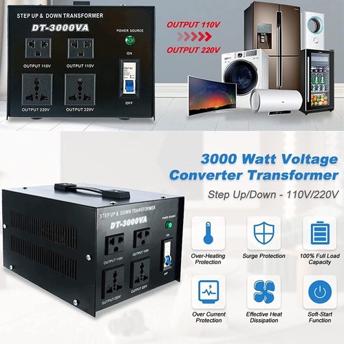 YaeCCC 3000W Voltage Converter Transformer Step Up/Down 220V-110V Heavy Duty CE - Picture 3 of 9