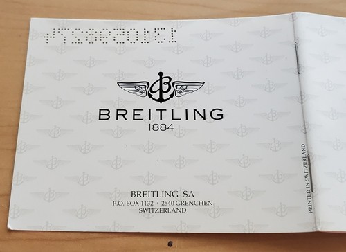 1994 BREITLING INTERNATIONAL WARRANTY GENUINE BOOKLET - Picture 3 of 3