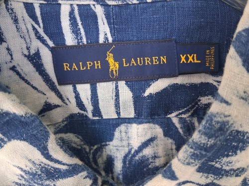 Camisa Ralph Lauren Tropical Hawaiana Floral 100% Lino Para Hombre Talla XXL Azul - Imagen 2 de 6