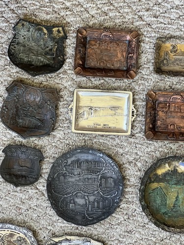 VINTAGE 1950s 60s State Change Tray Tin Copper Metal Souvenir Ashtrays LOT of 28 - Picture 5 of 8