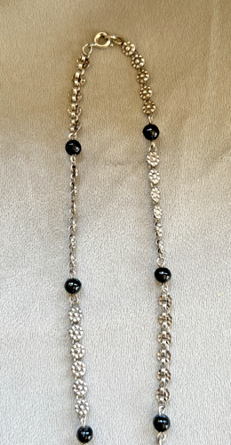 COLLANA ANTICA ART DECO 1920-30 ARGENTO e STRASS CRISTALLO NERO PENDENTE - Foto 16 di 20