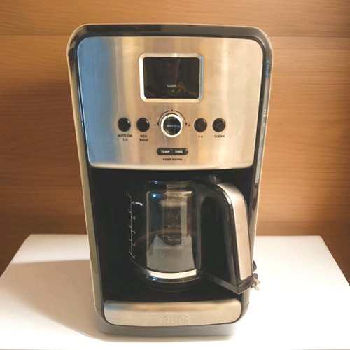 Krups Aroma Temp Control Type EC314 Filter Coffee Maker 12 Cup Silver & Black