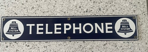 Vintage 1950s-60s Bell System Telephone Porcelain Telephone Booth Sign.  - Picture 1 of 8