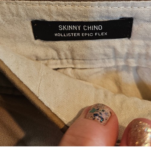 Hollister Epic Flex Skinny Chino Pants Mens W28 L30 Khaki Casual - Bild 4 von 4
