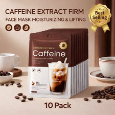 Caffeine Face Mask -10 Pcs, Anti-Wrinkle Moisturizing Hydrating Facial Skin Care