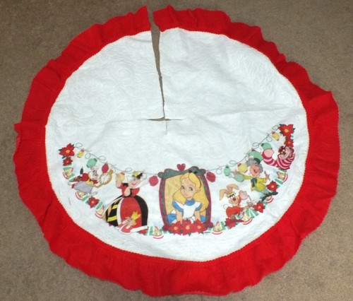 Disney Christmas Tree Skirt Felt Alice in Wonderland Red White Holiday Fabric - Picture 19 of 24