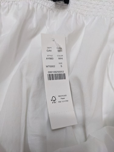 NWT J Crew S Dress White Smocked Puff-Sleeve Cotton Poplin Pockets A-Line AY883 - Picture 10 of 12