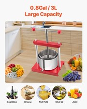 Pressoir à Fromage Et Fruits 1.4L - Inox/Métal - Rouge/Argenté (Neuf)