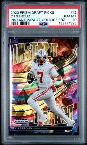 2023 PANINI PRIZM DRAFT PICKS INSTANT IMPACT GOLD ICE PRIZM II2 CJ STROUD PSA 10