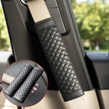 2pcs Leather Car Safety Seat Belt Shoulder Pad Cover Cushions Accessories Black