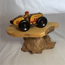 Mar Vintage Tin Wind-Up Race Car 5 Yellow Red Lithographed Toy Vehicle