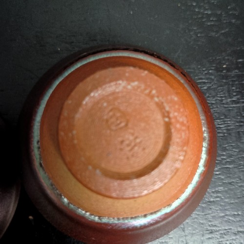 Par de tazas de té de cerámica Jianzhan Tenmoku Japón esmalte metálico 3 OZ - Imagen 7 de 9