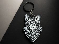 Geometric cat 3D Printed Keychain Key Ring Charm Bag Backpack Gift