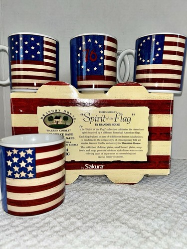 Set/4 Sakura Spirit Of The Flag Tassen Brandon House von Warren Kimble Neu im Karton