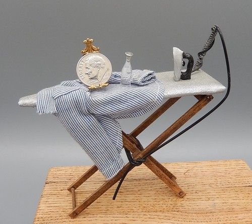 Betty Jo Chuddy OOAK Ironing Board With Iron Artisan Dollhouse Miniature 1:12 - Picture 7 of 11