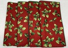 Holly Berry Christmas Napkins-Set of 4 Square 16x16 Red Green for Holiday Table