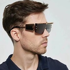 Mens Cyber Y2K Steampunk Square Sunglasses European Trend UV Protection Outdoor