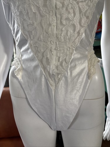VTG Lingerie 80s COLESCE COUTURE Medium Snap Crotch Adjustable White Teddy USA - Picture 4 of 12