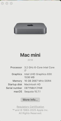 Mac Mini 3.2GHz 6-Core i7, 16GB RAM, 256GB SSD - Excellent Condition-Space Gray - Picture 4 of 5