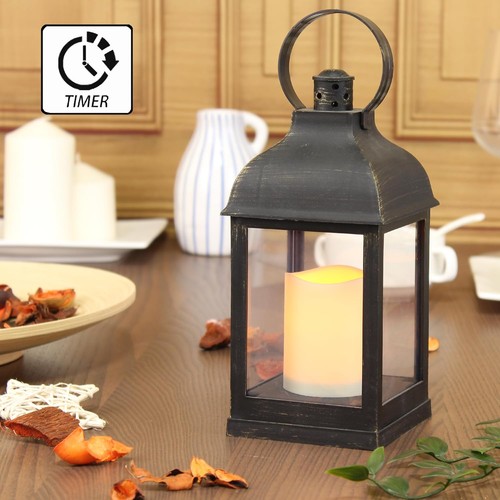 WRalwaysLX 2pack Decorative Lantern with flameless 4x9, H9" black  - Picture 4 of 6