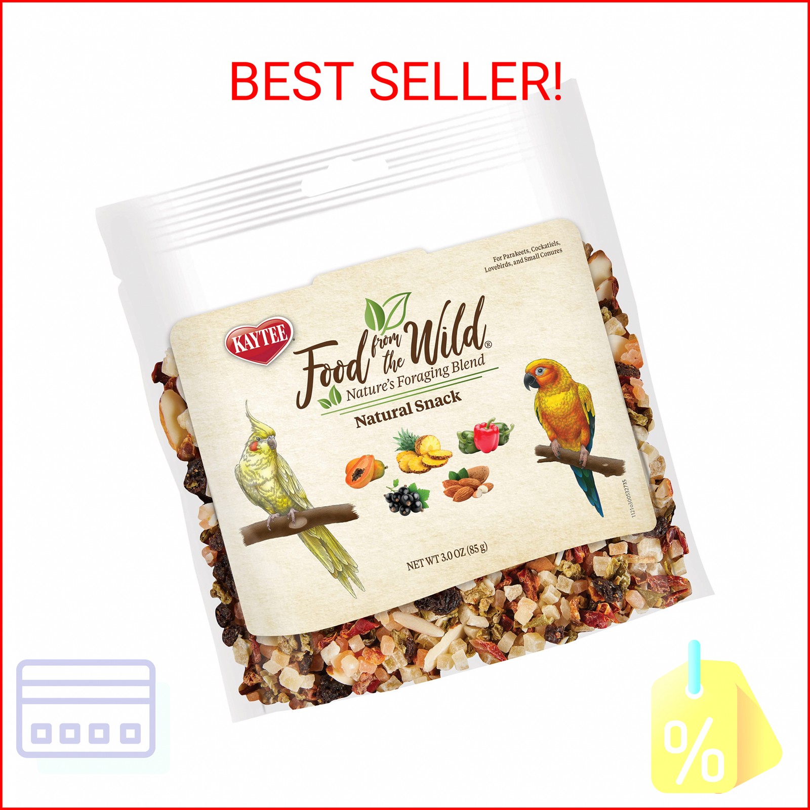 From The Wild Natural Snack Food Treats For Pet Birds, 3 Oz