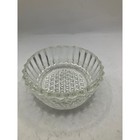 Vintage Clear Glass Bowl, Ribbed Edge, Geometric Pattern, Candy Dish