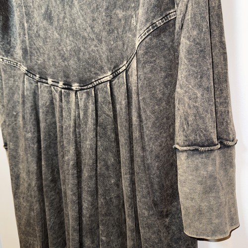 Vestido Suéter Túnica Negro Lavado a Piedra Dragón Verde Envejecido Plisado XL Grunge - Imagen 9 de 14